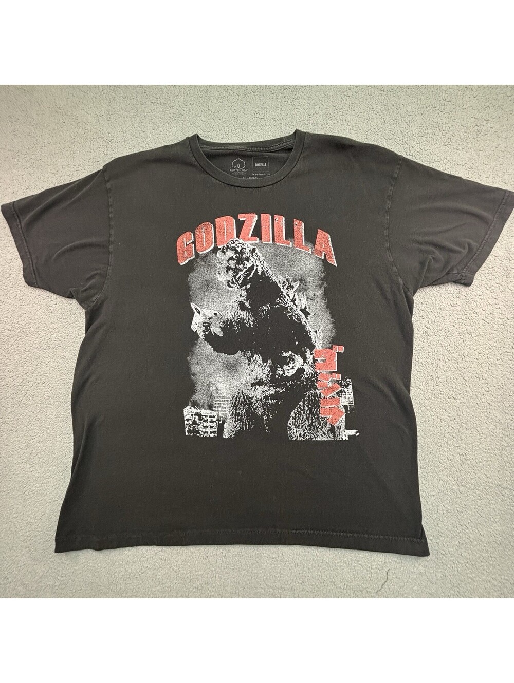 Godzilla Cotton USA Graphic Print Black Crew Neck Short Sleeve T-Shirt XL